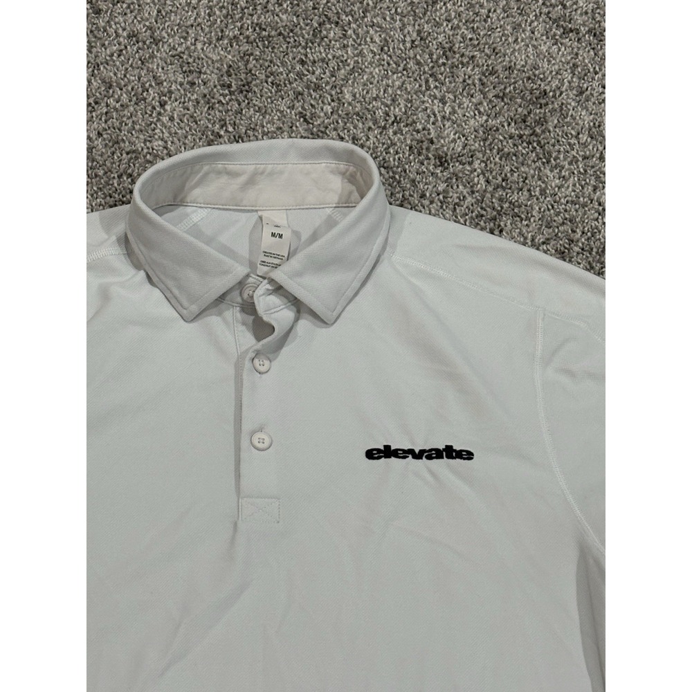 Rhone Mens Elevate Performance Polo Shirt White Short Sleeve Mesh Size M